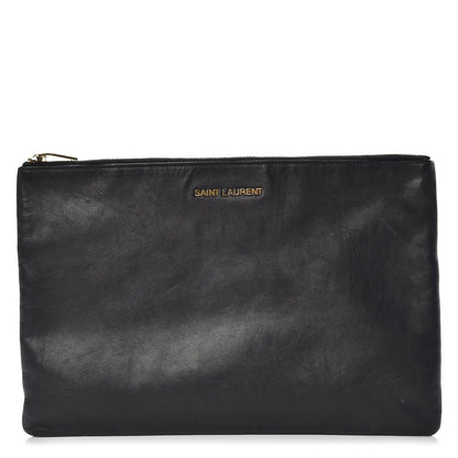 Saint Laurent Calfskin Zipped Clutch Black 1 of 17