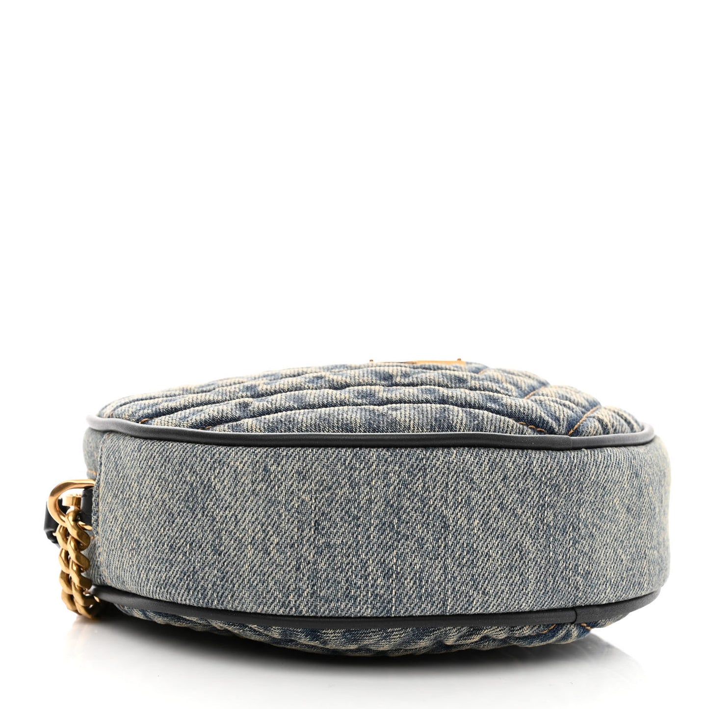 Denim Quilted Monogram Round Crossbody Bag Rodeo Blue