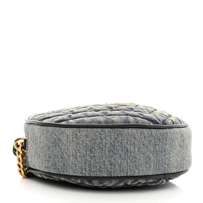 Saint Laurent Denim Quilted Monogram Round Crossbody Bag Rodeo Blue 4 of 13