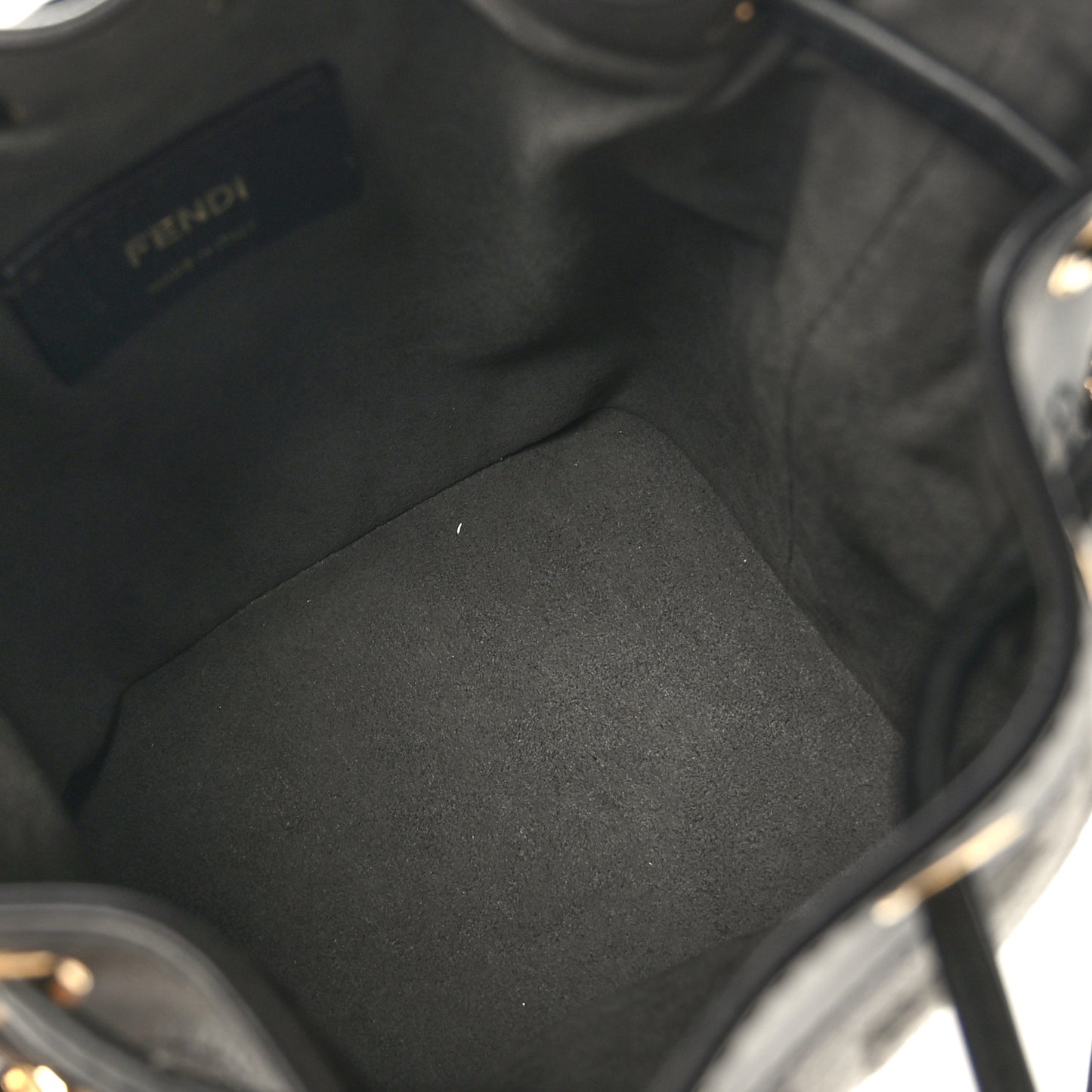 Chenille Vitello King FF Mini Mon Tresor Bucket Bag Antracite Asfalto