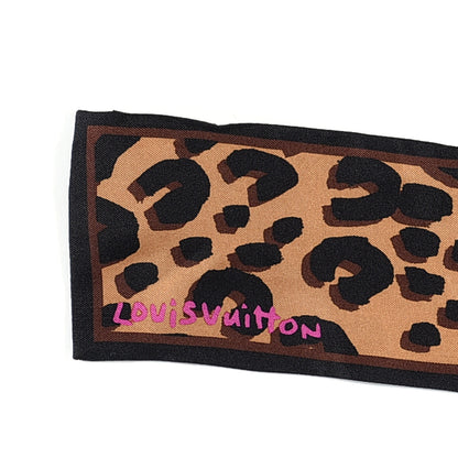 Louis Vuitton Greenland Fox Silk Leopard Bandeau Scarf Marron 2 of 2