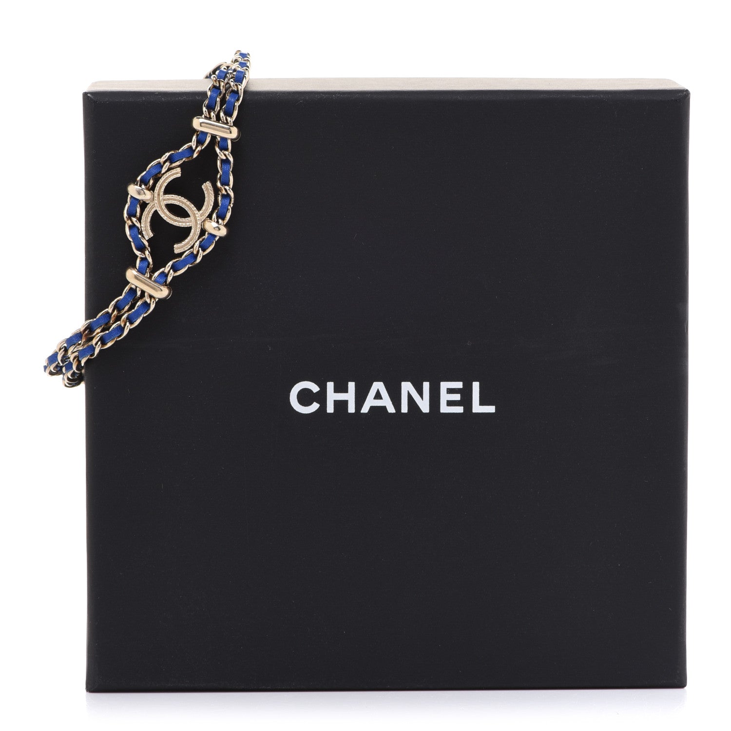 Chanel Metal Lambskin CC Chain Link Bracelet Blue 6 of 6