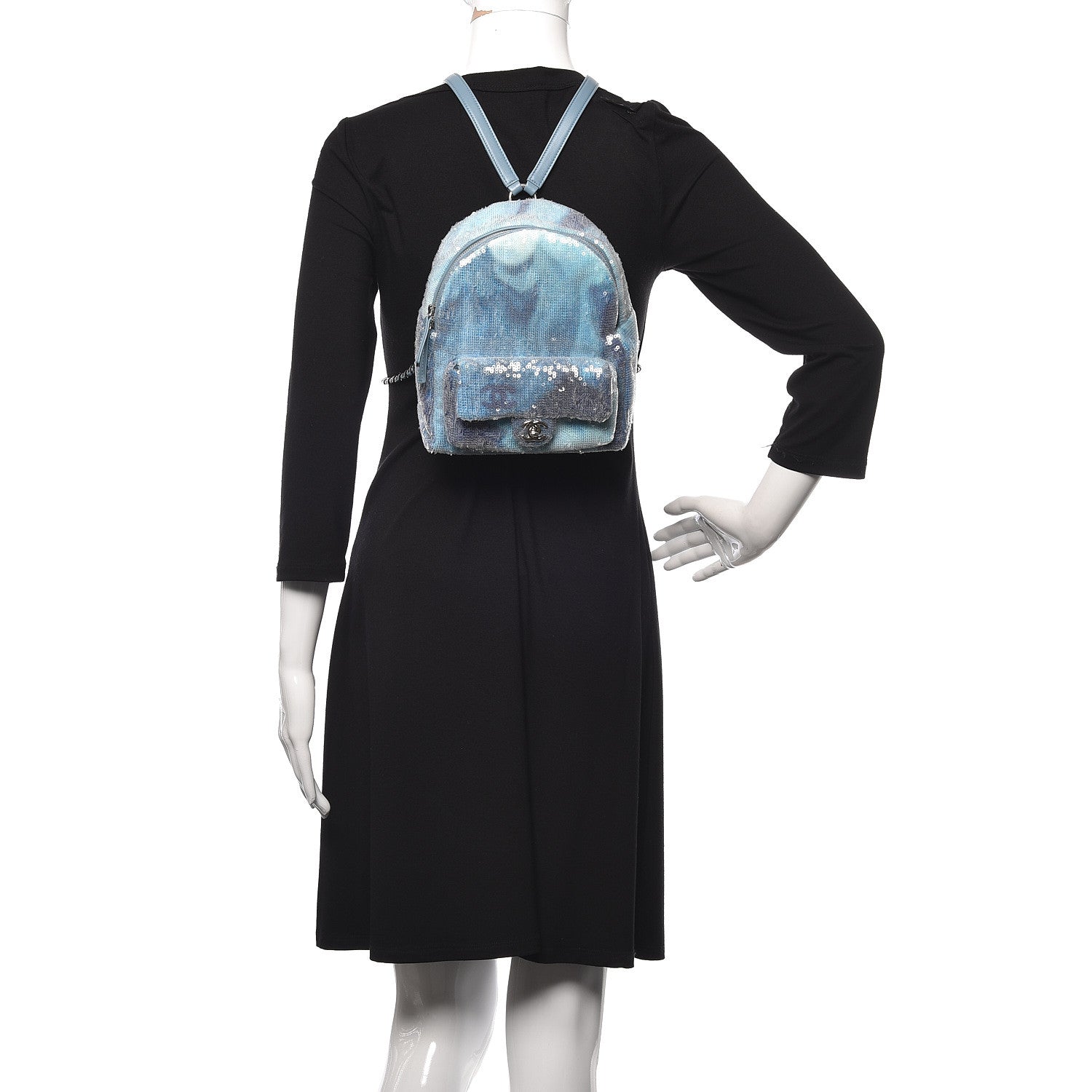 Chanel Sequin Tri-color Waterfall Backpack Light Blue 2 of 10