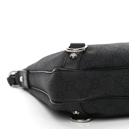 Gucci Denim Monogram Abbey D Ring Hobo Black 9 of 10