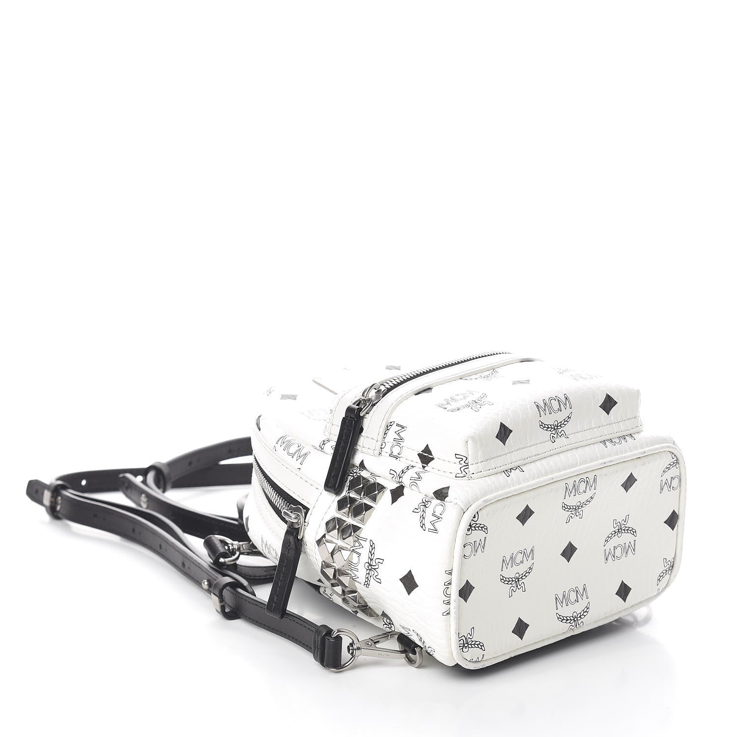 MCM Visetos Side Stud X-Mini Stark Bebe Boo Backpack White 4 of 9