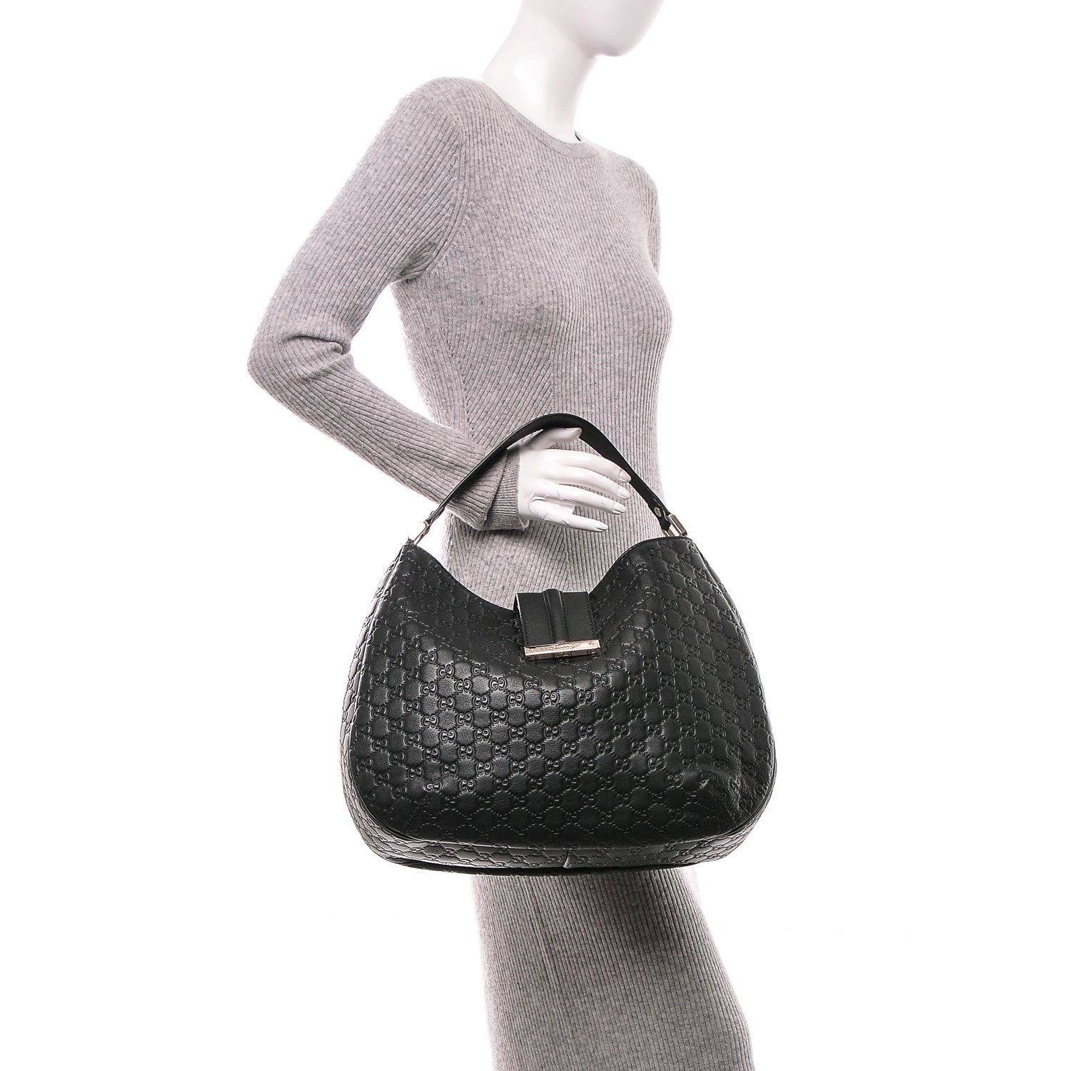 Gucci Guccissima Large New Ladies Web Hobo Black 2 of 7