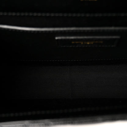 Saint Laurent Grain De Poudre Textured Mixed Matelasse Triquilt Medium Monogram Satchel Black 6 of 9