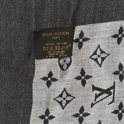 Louis Vuitton Silk Wool Monogram Denim Shawl Black 3 of 3