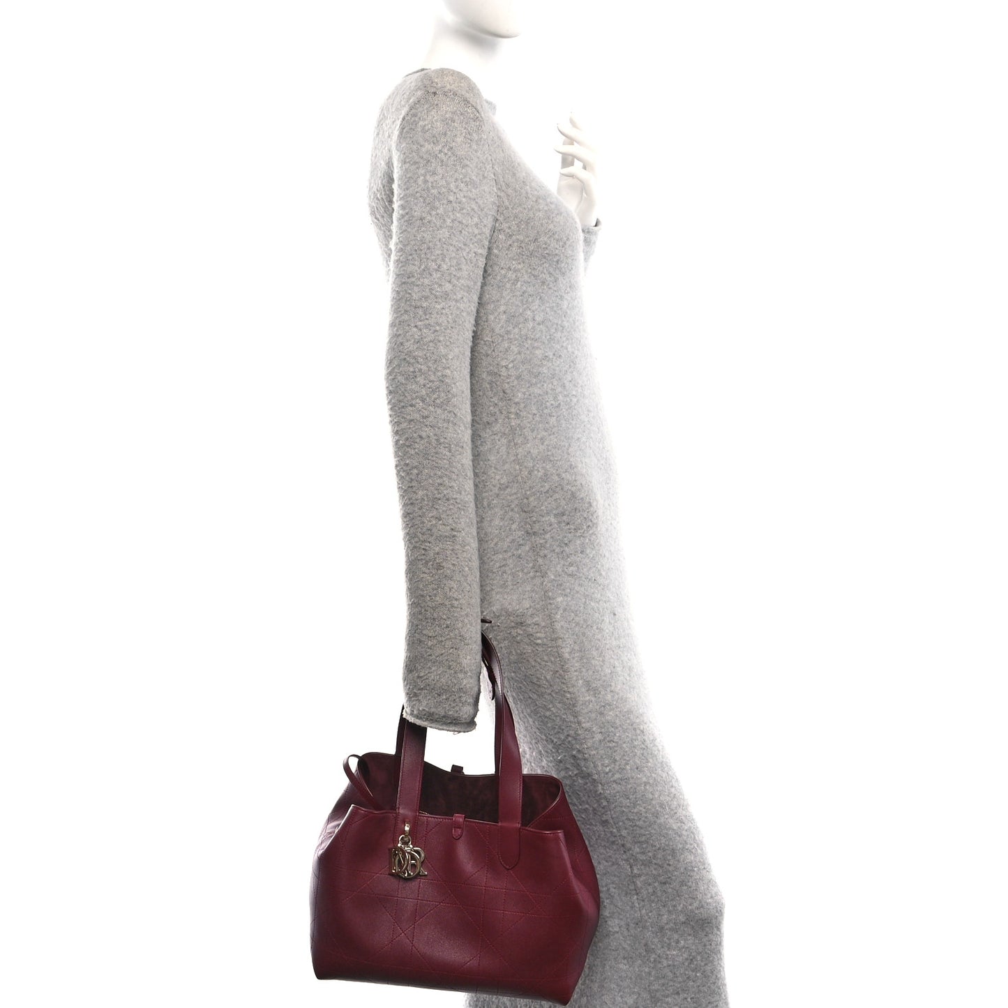 Calfskin Macrocannage Medium Toujours Vertical Tote Burgundy