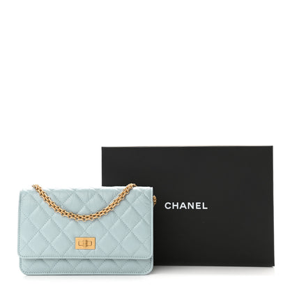 Chanel Aged Calfskin Quilted Reissue Wallet On Chain WOC Light Blue 12 of 12