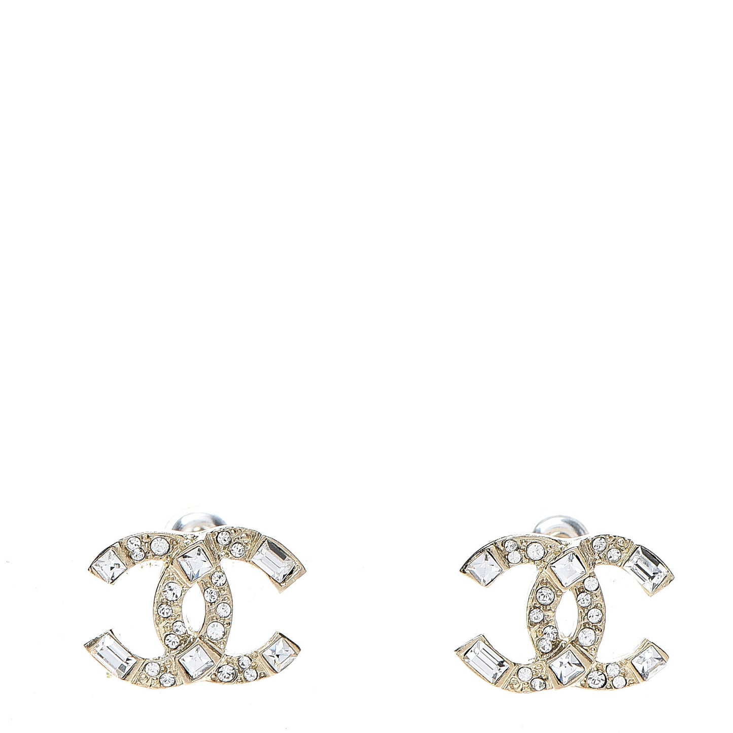 Crystal Baguette CC Earrings Gold