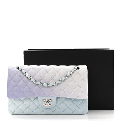 Chanel Perforated Lambskin Quilted Medium Double Flap Light Blue Light Purple White 14 of 14