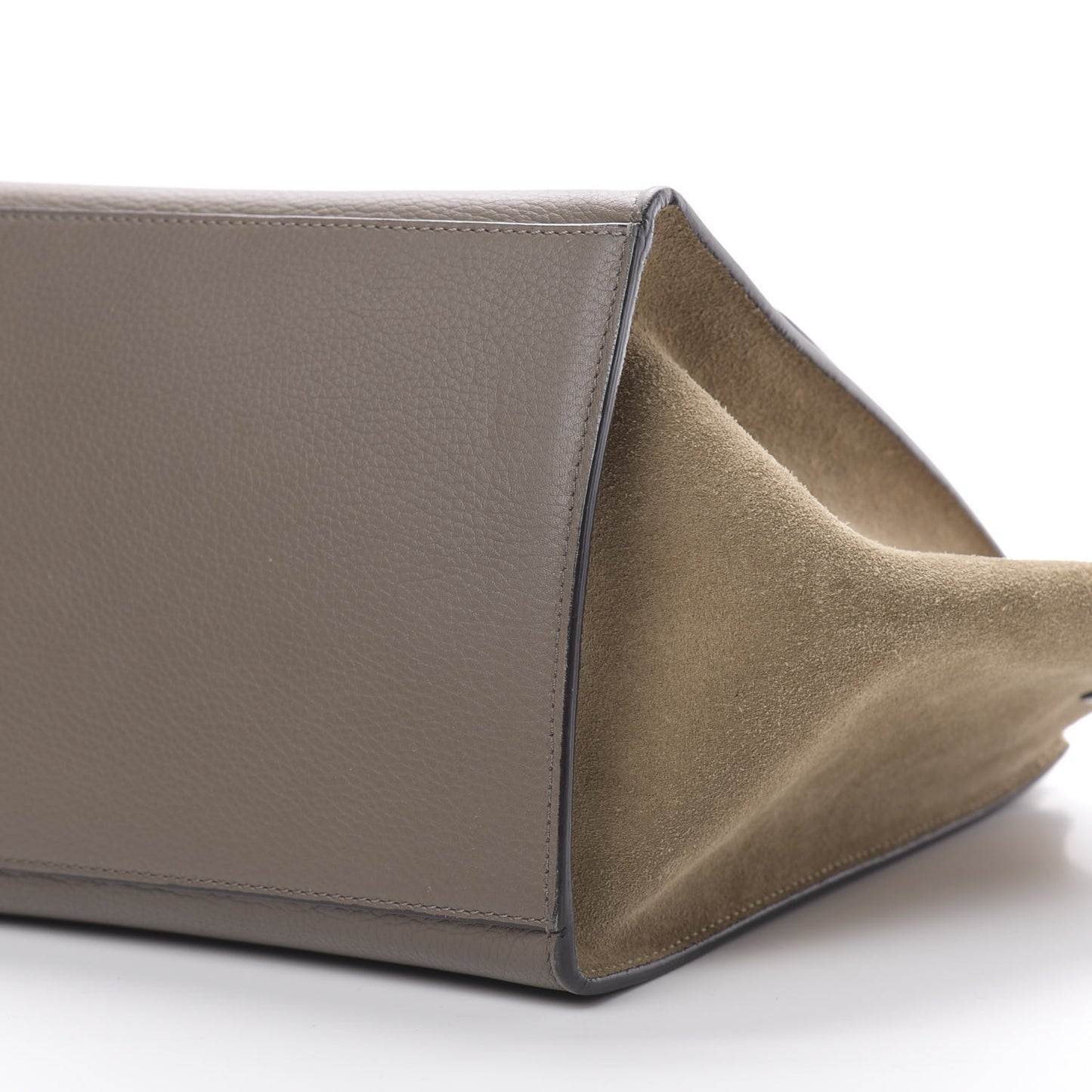 Drummed Calfskin Suede Medium Trapeze Souris