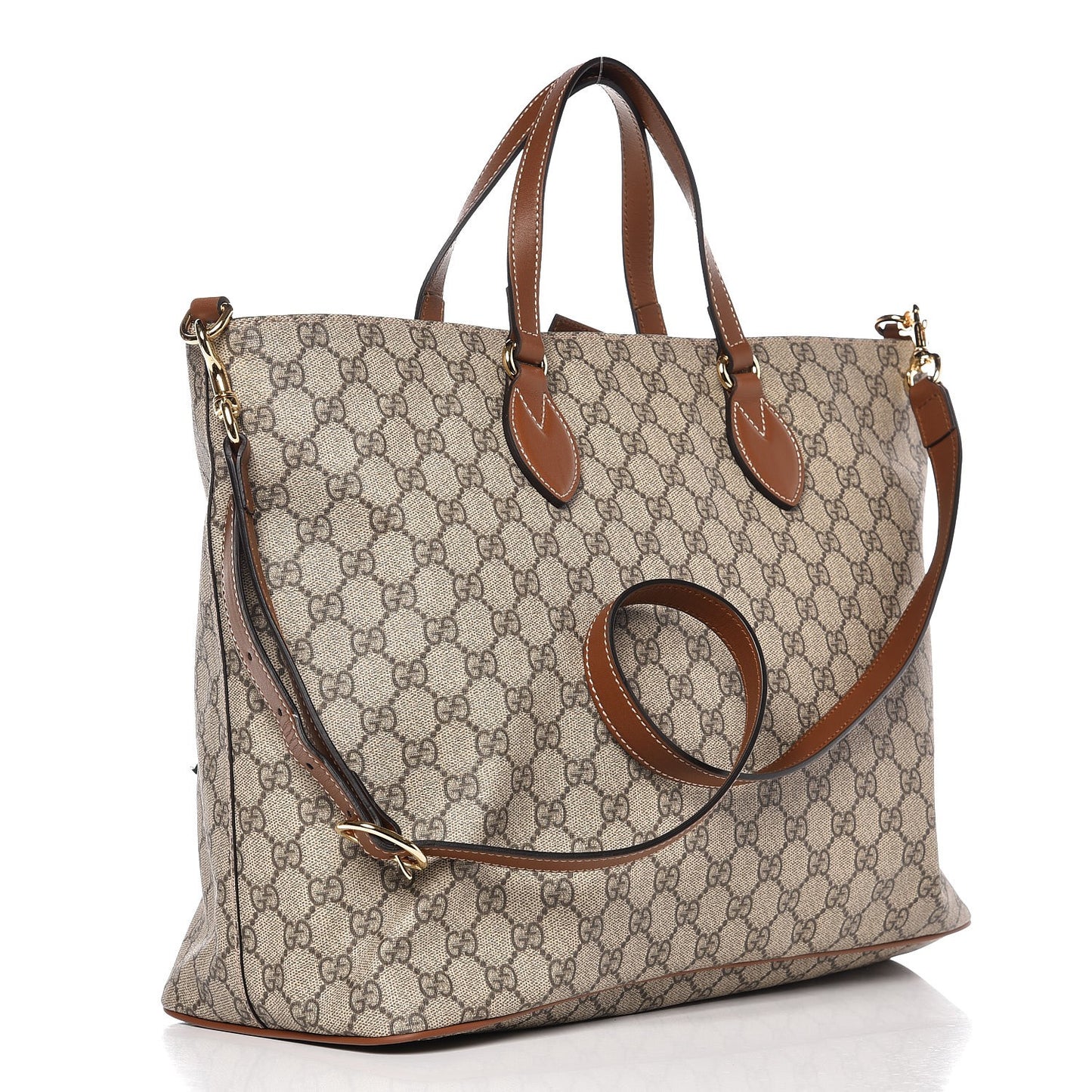 Soft GG Supreme Monogram Bee Embroidered Medium Crossbody Tote Beige Tuscany
