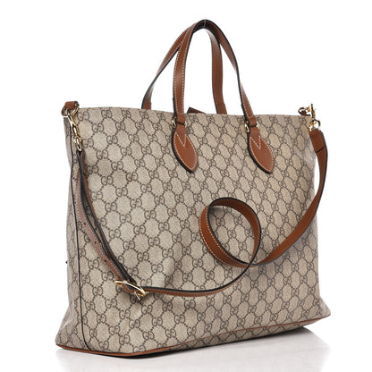 Gucci Soft GG Supreme Monogram Bee Embroidered Medium Crossbody Tote Beige Tuscany 3 of 6