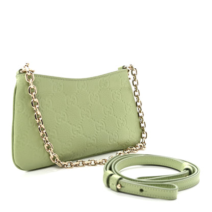 Gucci GG Grainy Calfskin Emblem Super Mini Shoulder Bag Sage Leaf 3 of 10