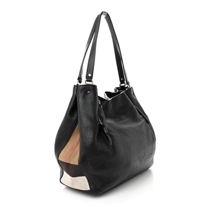 Burberry Grainy Calfskin House Check Medium Maidstone Black 3 of 17