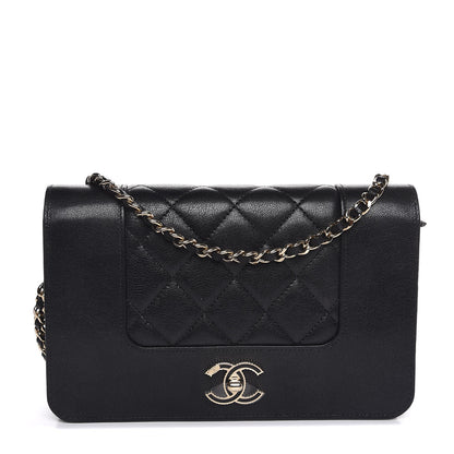 Chanel Sheepskin Quilted Mademoiselle Vintage Wallet On Chain WOC Black 1 of 8