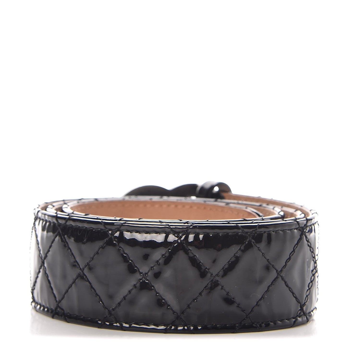 Patent Quilted CC Logo Wide Belt 85 34 Black