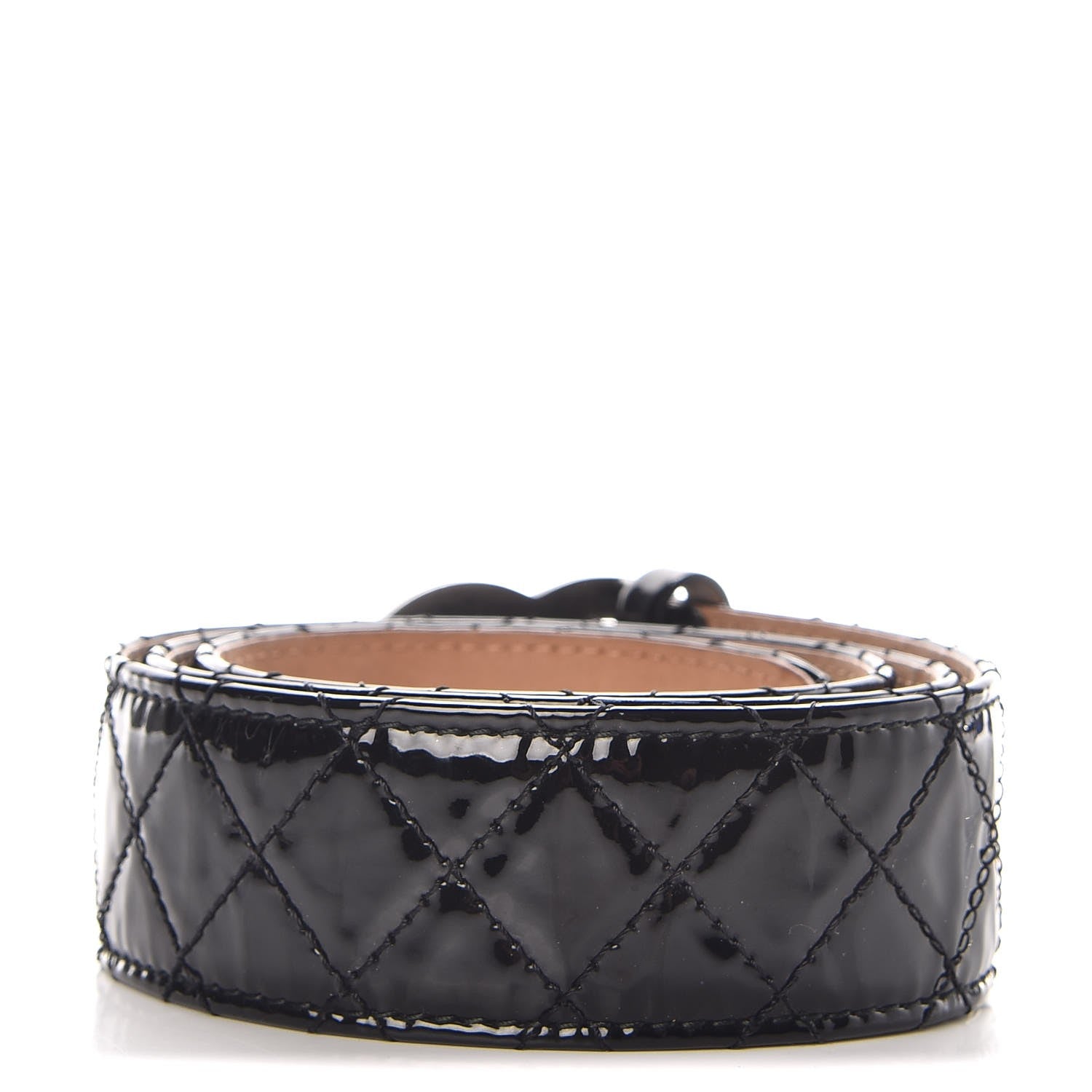 Chanel Patent Quilted CC Logo Wide Belt 85 34 Black 3 of 8