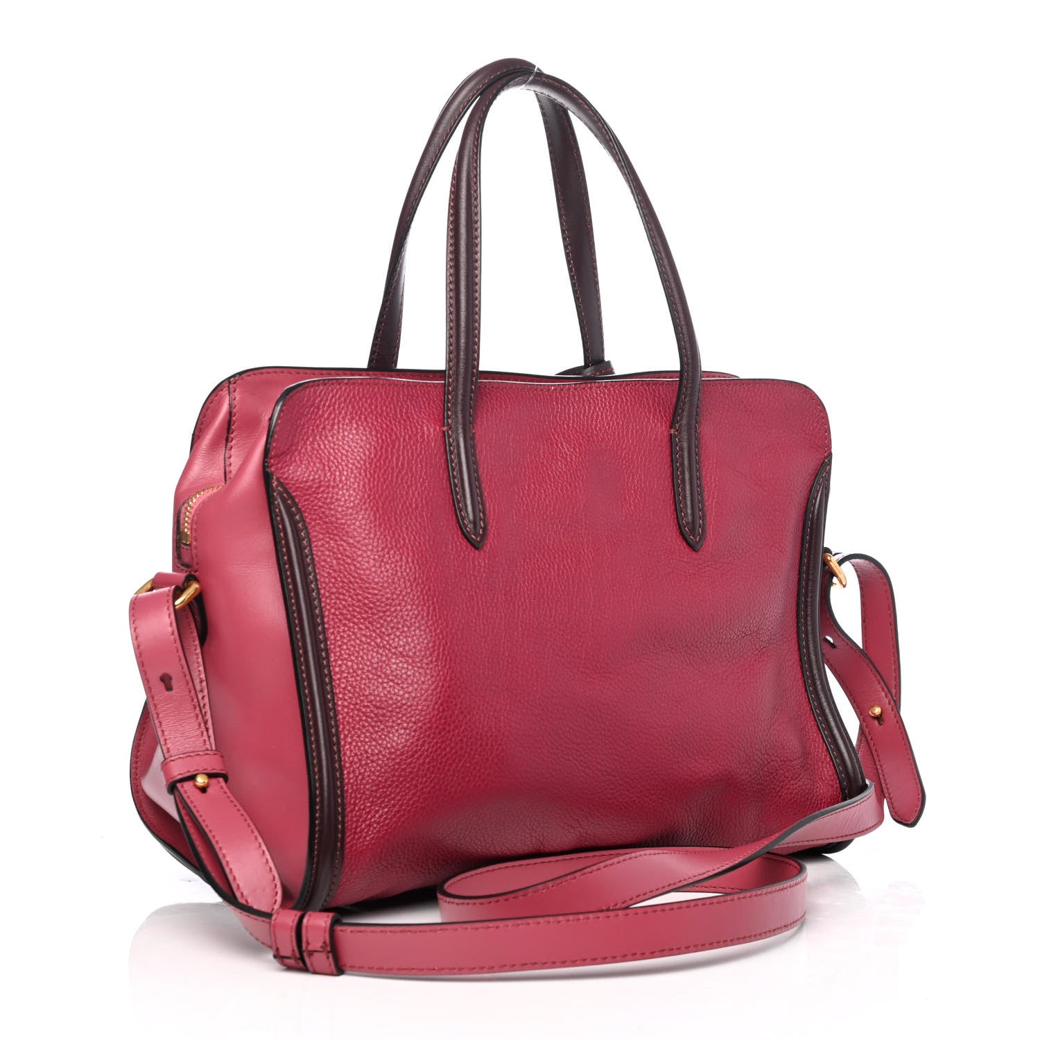 Alexander McQueen Pebbled Calfskin Small Skull Padlock Zip Around Tote Dark Pink 2 of 4