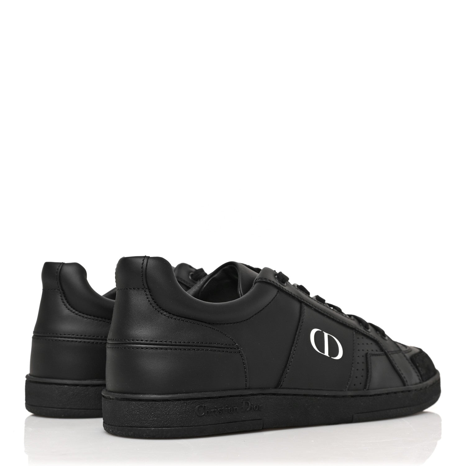 Christian Dior Calfskin Suede Logo Sneakers 38.5 Black 4 of 8