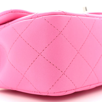 Chanel Lambskin Quilted Mini Rectangular Flap Neon Pink 9 of 12