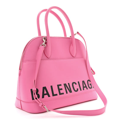 Balenciaga Signature Grained Calfskin Logo M Ville Top Handle Bag Rose Bubblegum Black 3 of 18