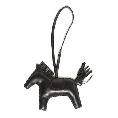 Hermes Milo Lambskin Grigri Rodeo Horse Bag Charm MM So Black 1 of 10