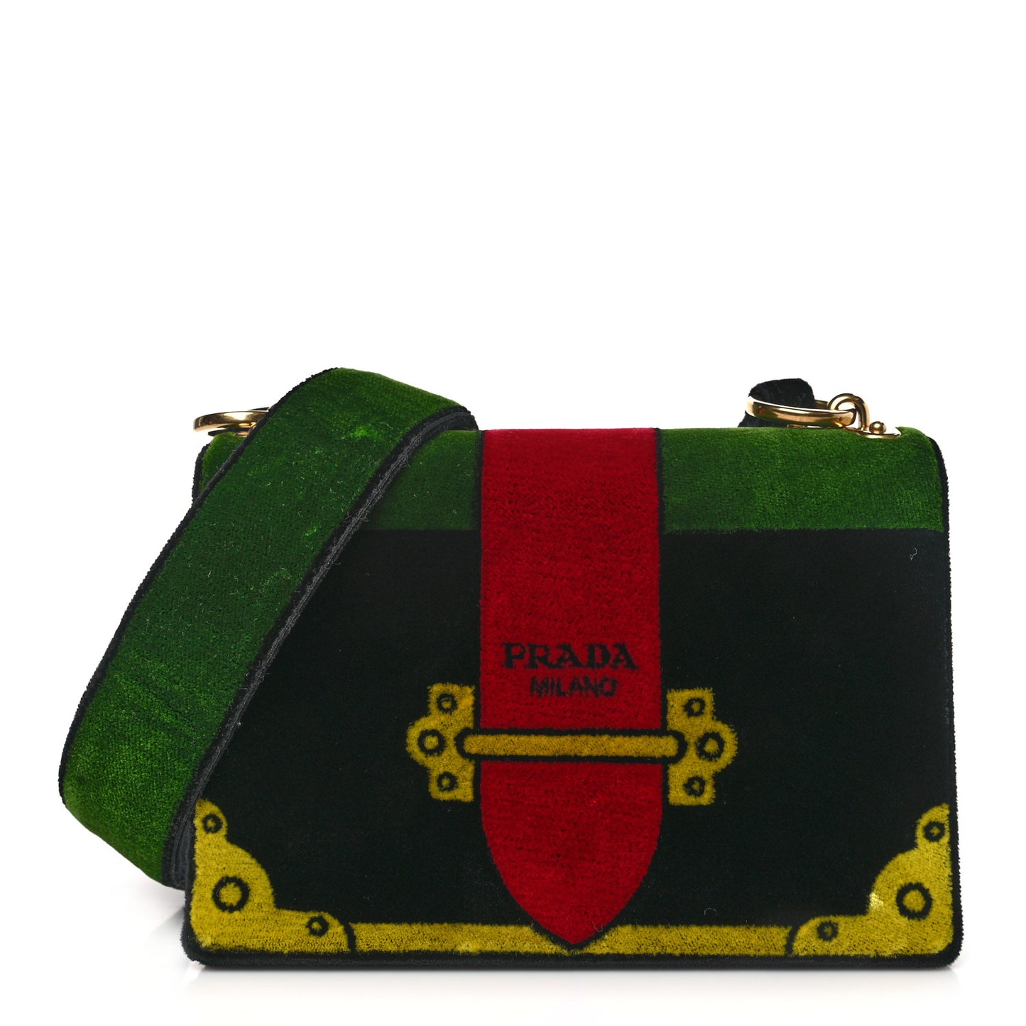 Velluto Ricamo Cahier Shoulder Bag Black