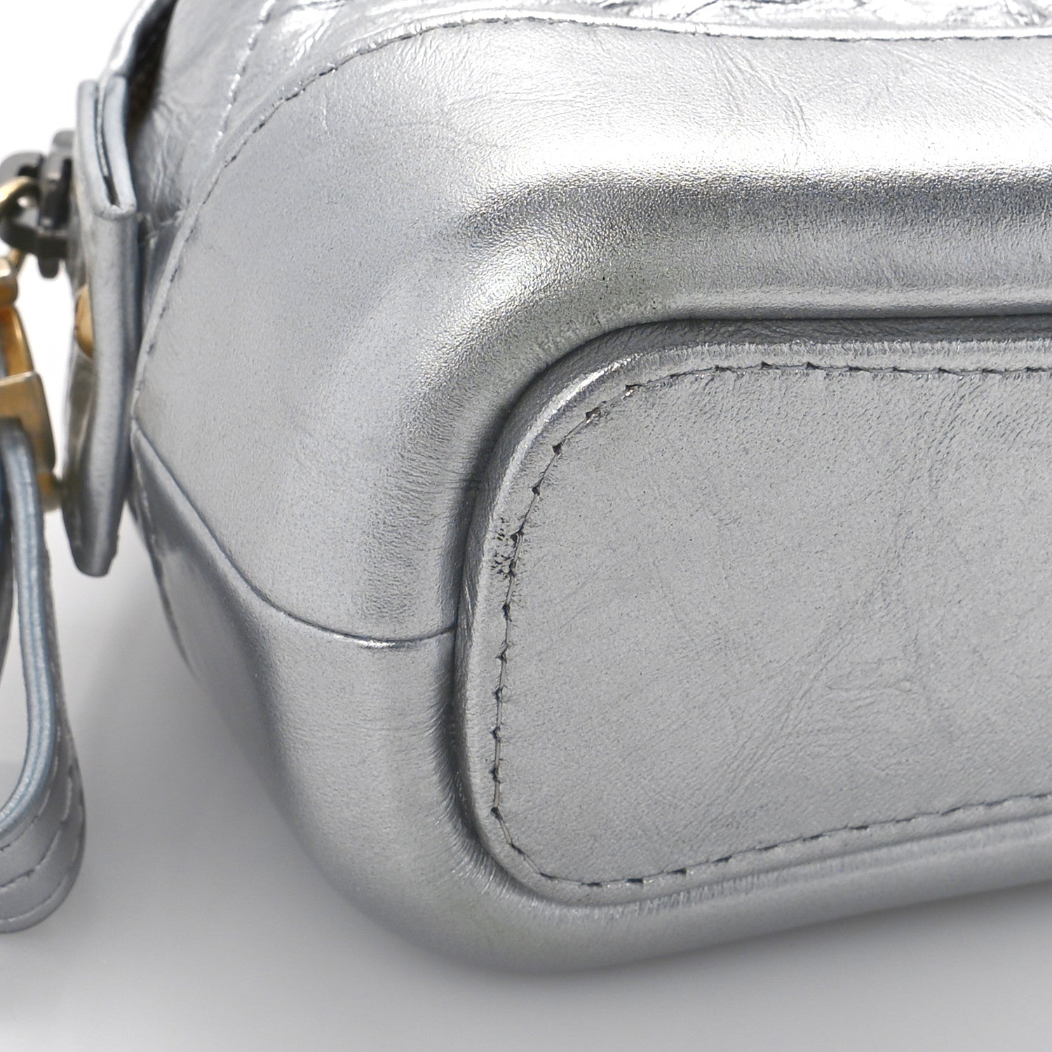 Chanel Metallic Calfskin Quilted Gabrielle Cosmetic Case Silver 8 of 10