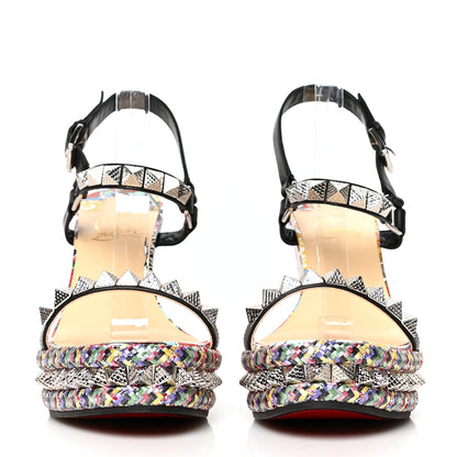 Christian Louboutin Patent Calfskin Super Loubi Print Pyraclou 110 Wedge Sandals 40 Black Multicolor 2 of 7