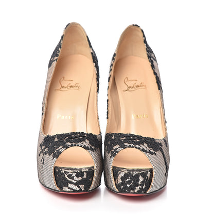Christian Louboutin Satin Lace Hyper Prive 120 Pumps 38 Black 2 of 7