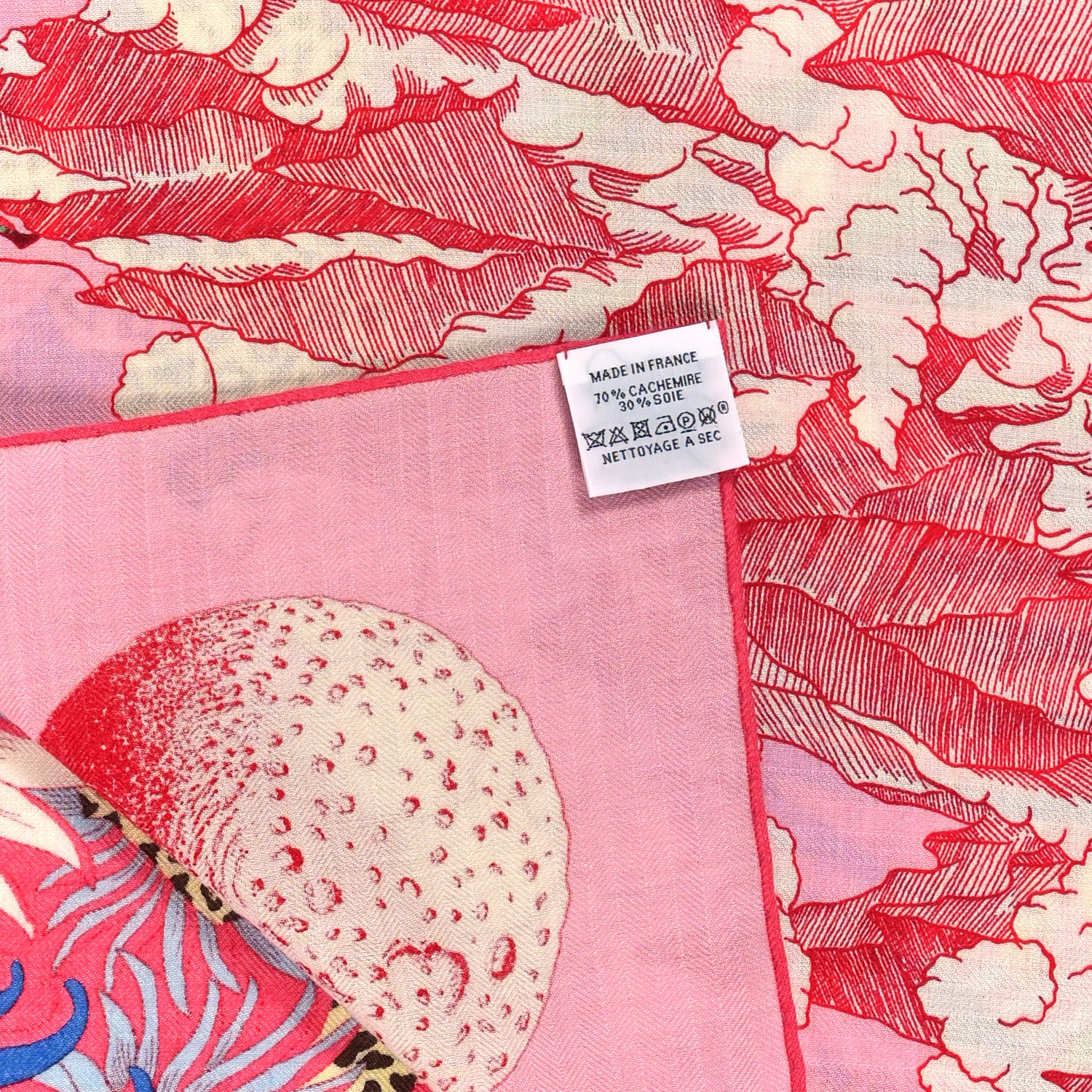 Hermes Cashmere Silk Cosmographia Universalis Shawl 140 Rose White Bleu 3 of 5