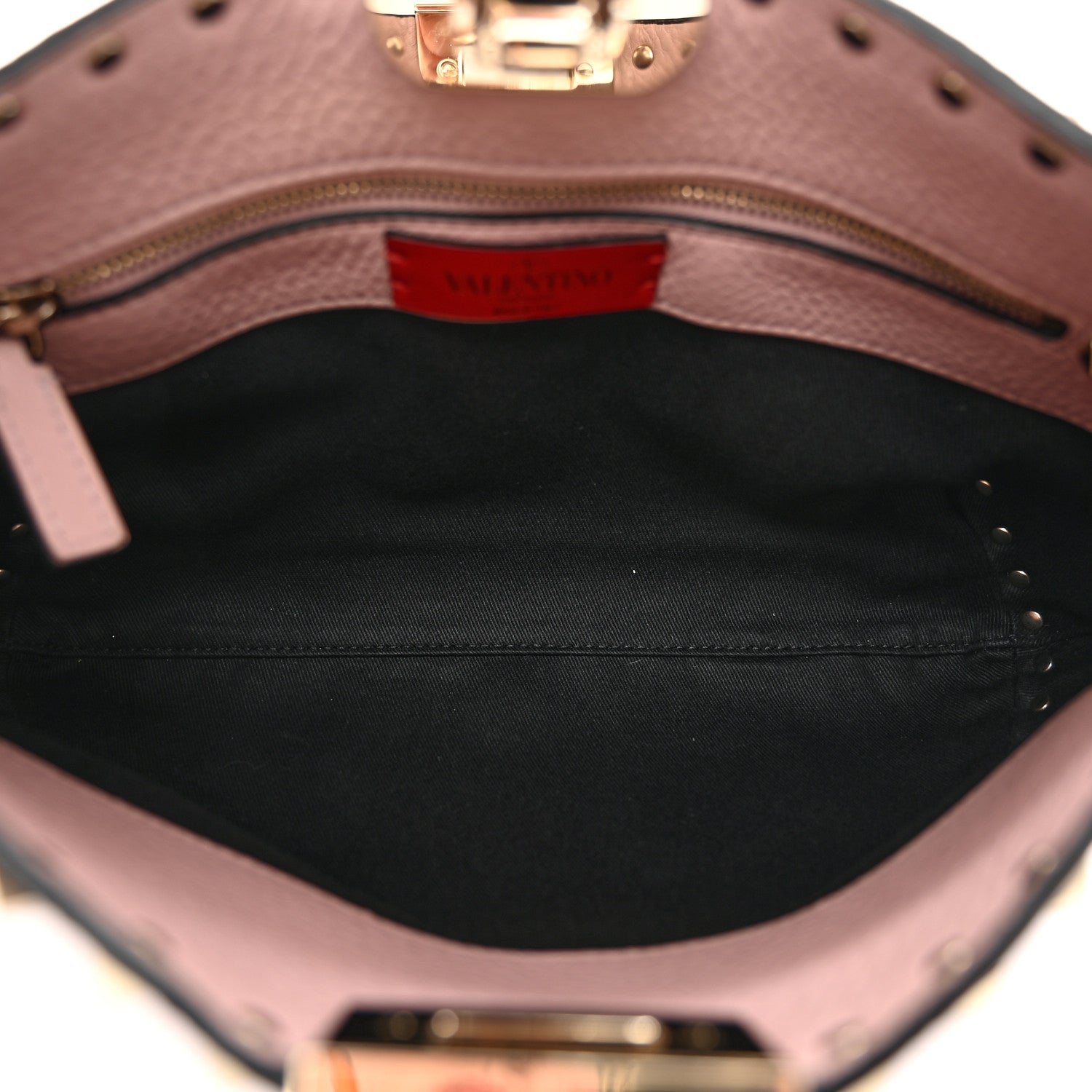 Valentino Garavani Pebbled Calfskin Small Rockstud Flip Lock Hobo Light Pink 5 of 9