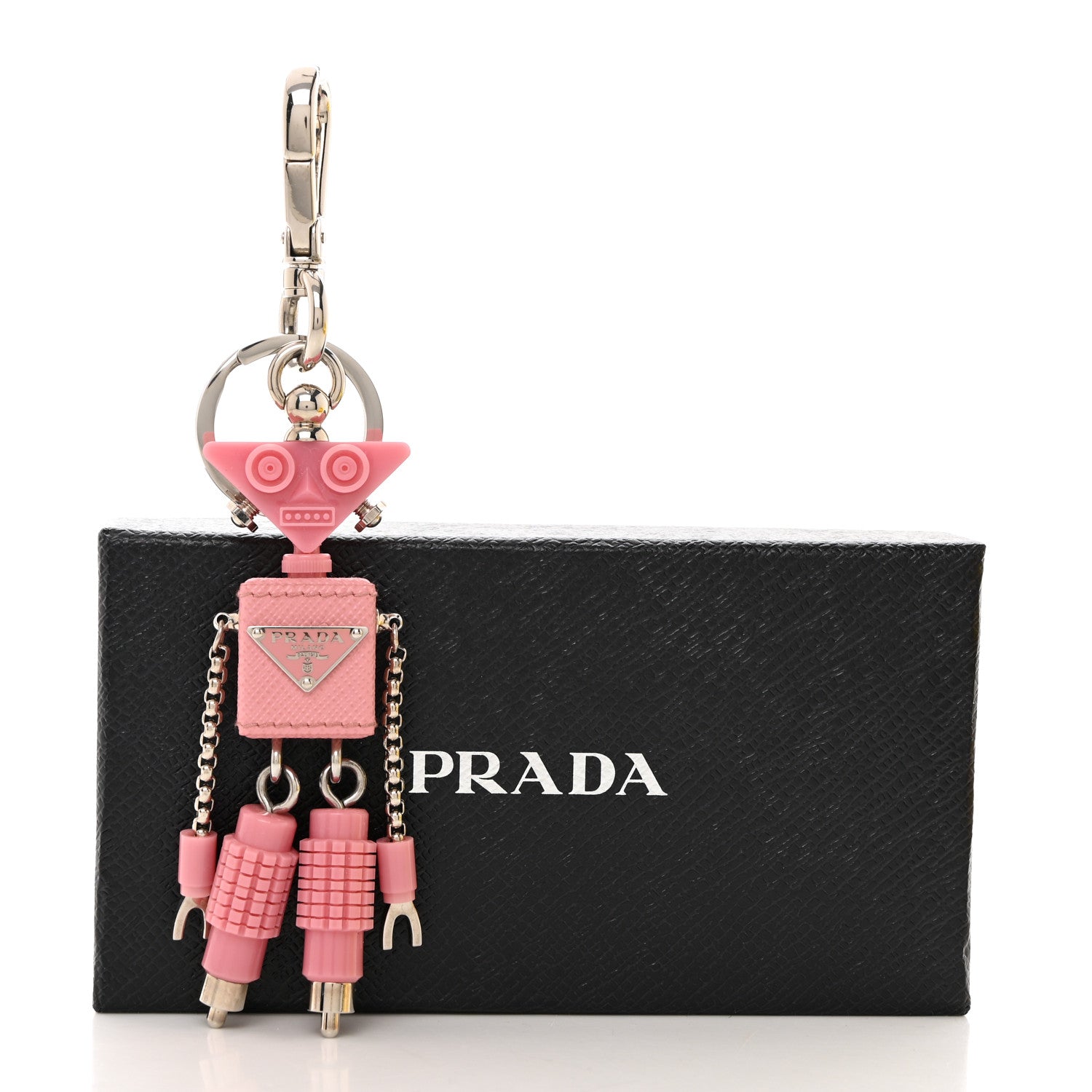 Prada Saffiano Edward Robot Trick Keychain Bubblegum Pink 4 of 4