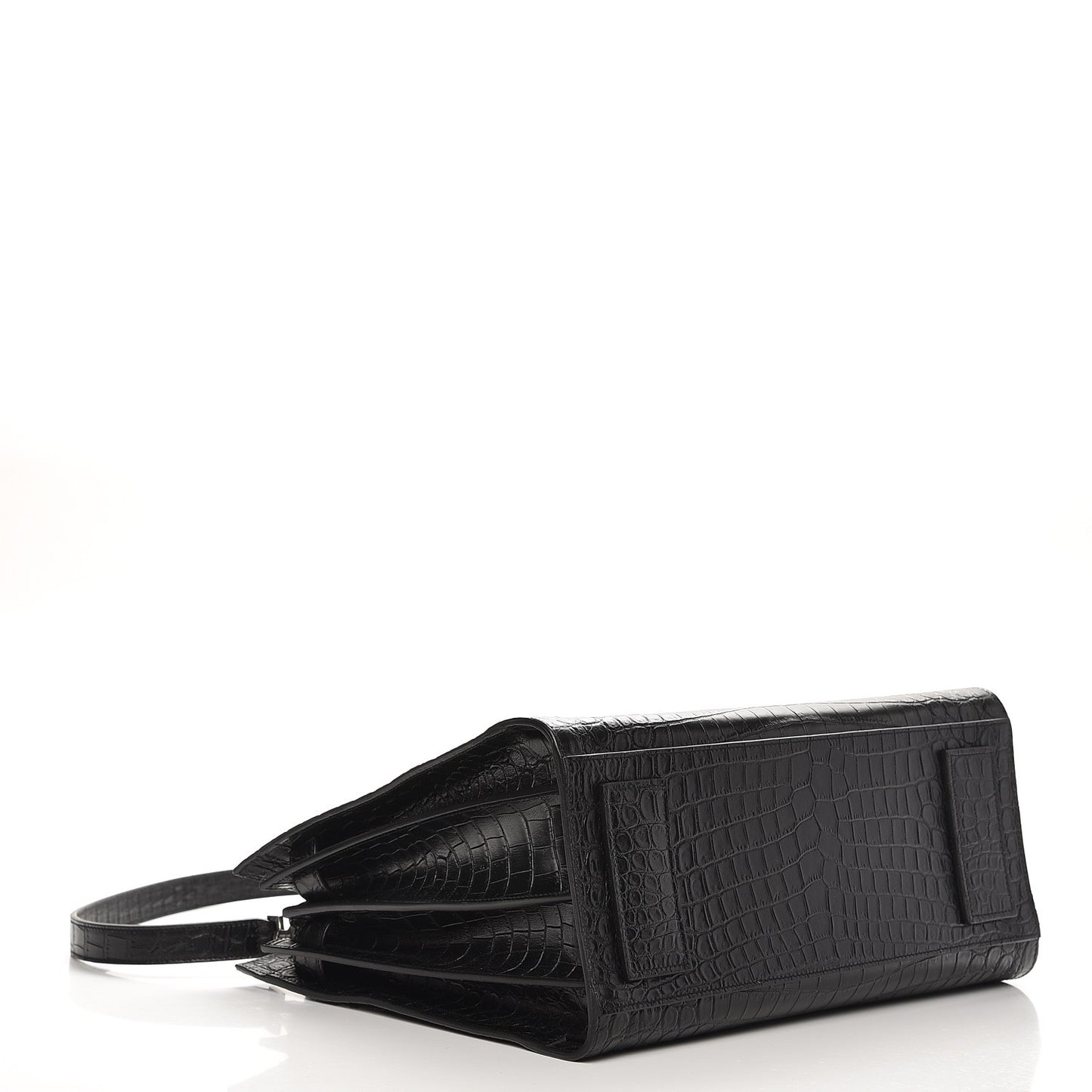 Calfskin Crocodile Embossed Small Supple Sac de Jour Black