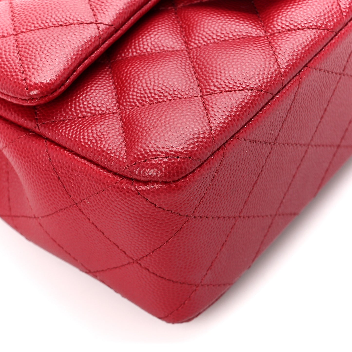 Caviar Quilted Mini Rectangular Flap Red