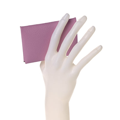 Hermes Chevre Mysore Calvi Card Case Mauve Sylvestre 2 of 10
