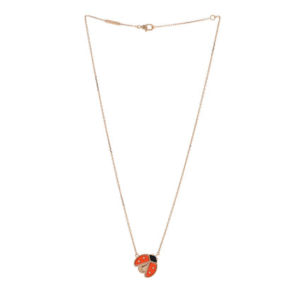Van Cleef & Arpels 18K Rose Gold Carnelian Black Onyx Lucky Spring Open Wings Lady Bug Pendant Necklace 3 of 4