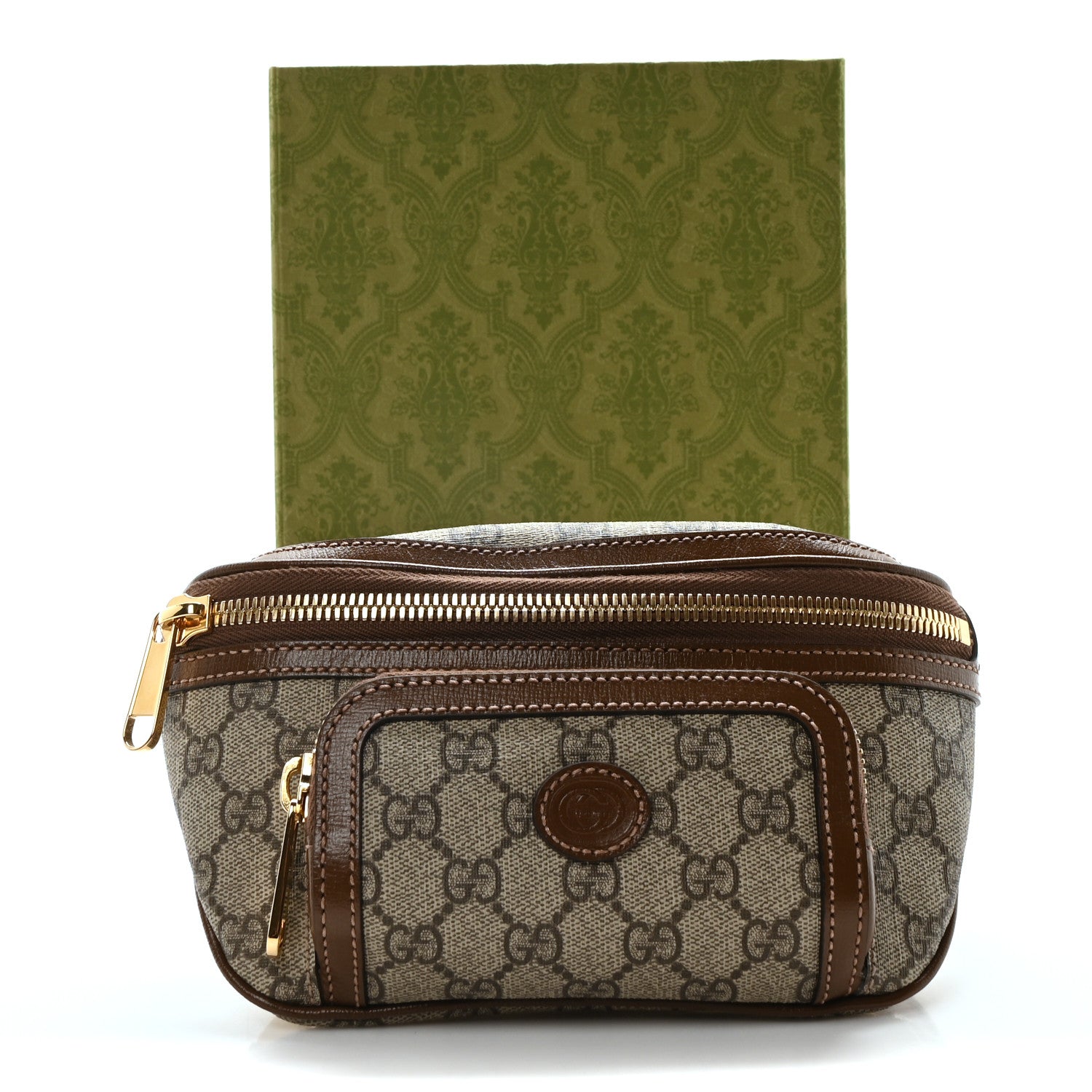Gucci GG Supreme Monogram Textured Calfskin Retro Interlocking G Belt Bag Beige Ebony Brown Sugar 10 of 10