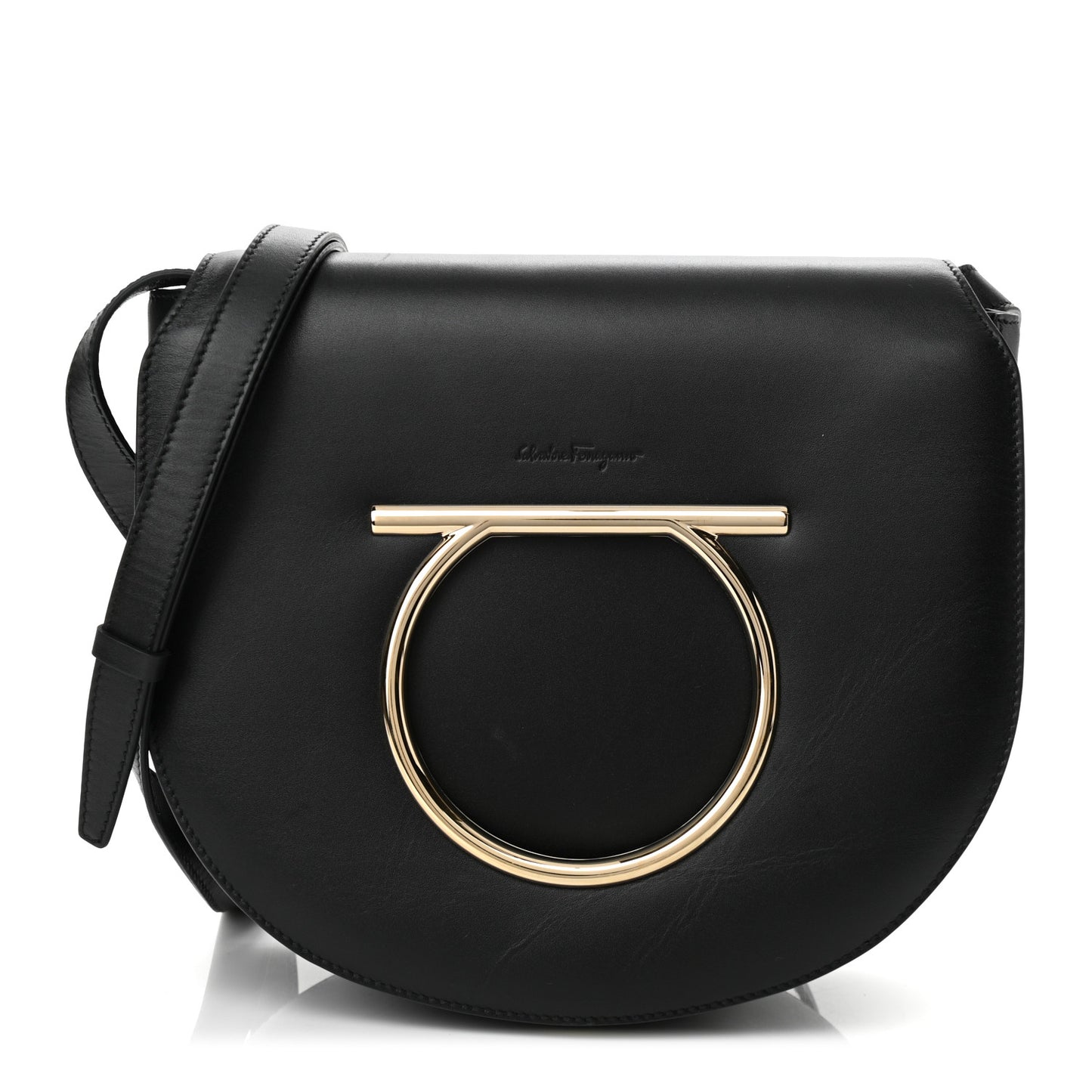 Calfskin Large Vela Flap Bag Black