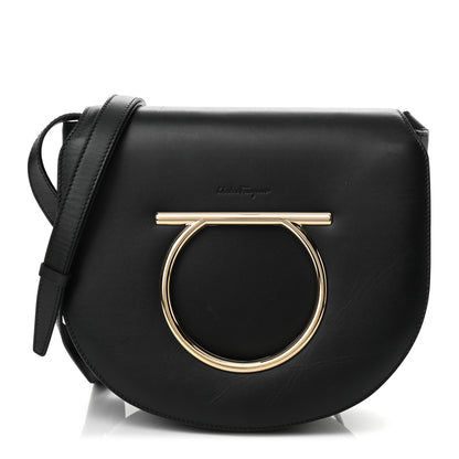 Salvatore Ferragamo Calfskin Large Vela Flap Bag Black 1 of 9