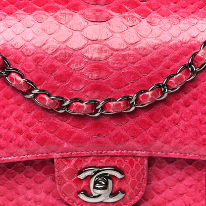 Chanel Snakeskin Medium Double Flap Pink 8 of 12