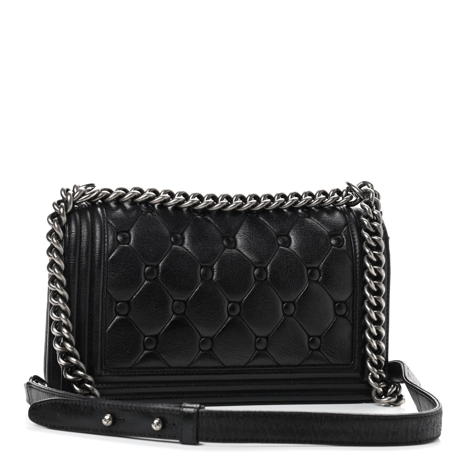 Chanel Goatskin Chesterfield Quilted Medium Celtic Boy Flap Black 3 of 9