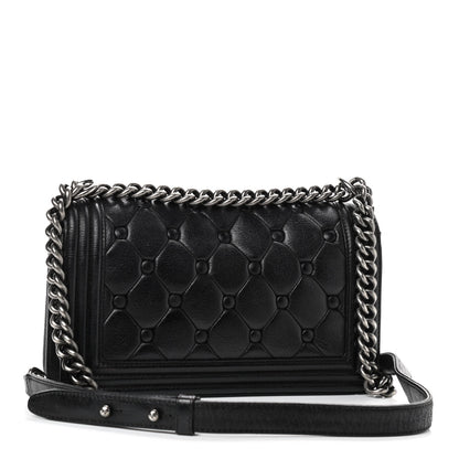 Chanel Goatskin Chesterfield Quilted Medium Celtic Boy Flap Black 3 of 9