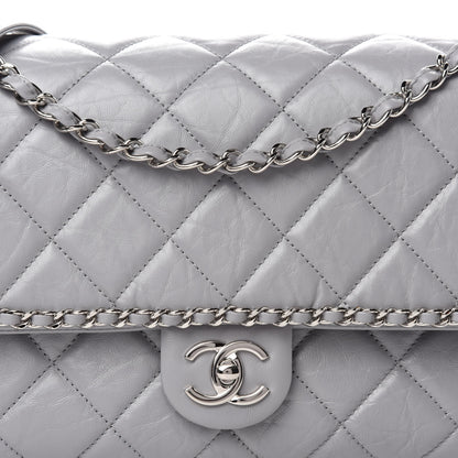 Chanel Crumpled Calfskin Large Chain All Over Flap Grey 8 of 10