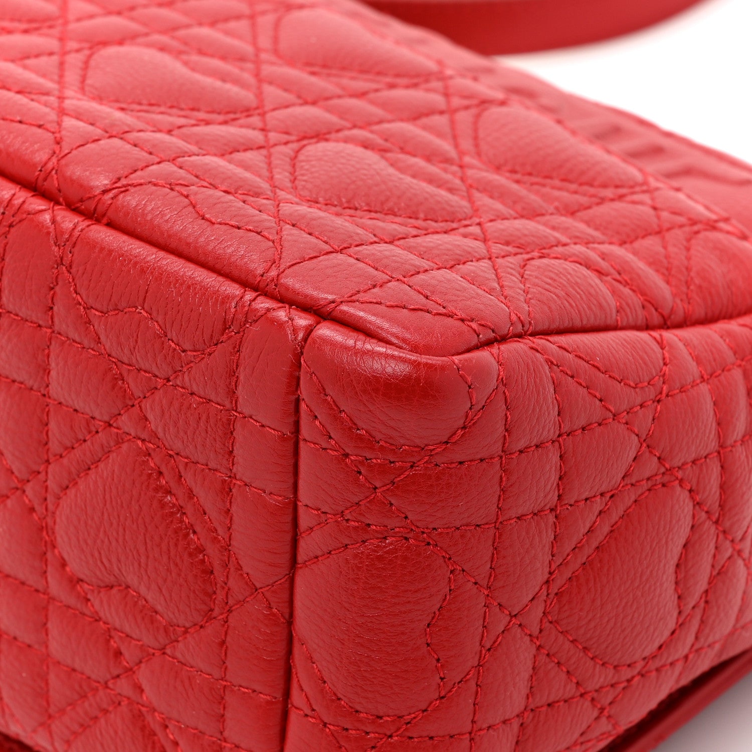 Christian Dior Calfskin Cannage Dioramour Caro Bag Bright Red 15 of 16