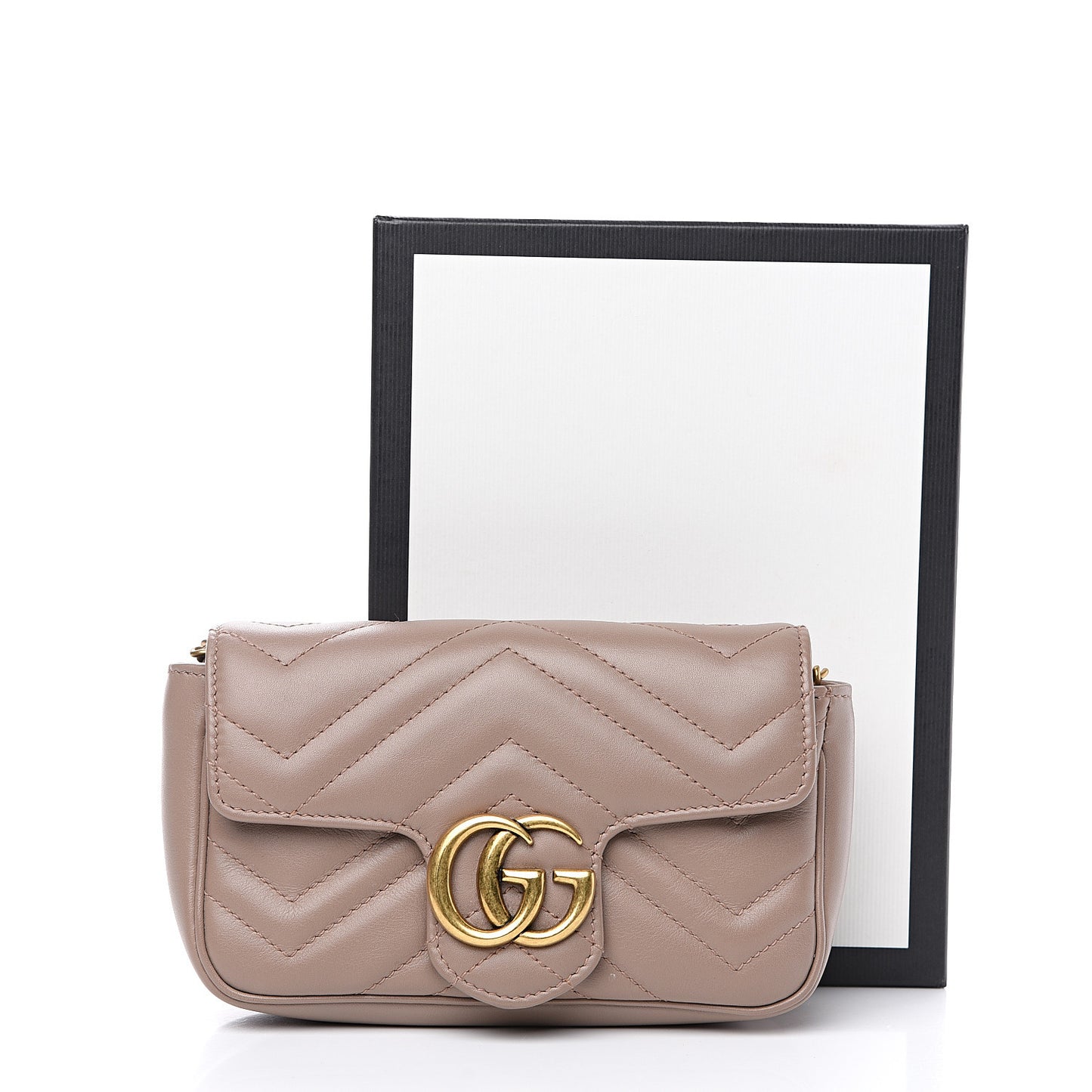 Calfskin Matelasse Super Mini GG Marmont Shoulder Bag Porcelain Rose
