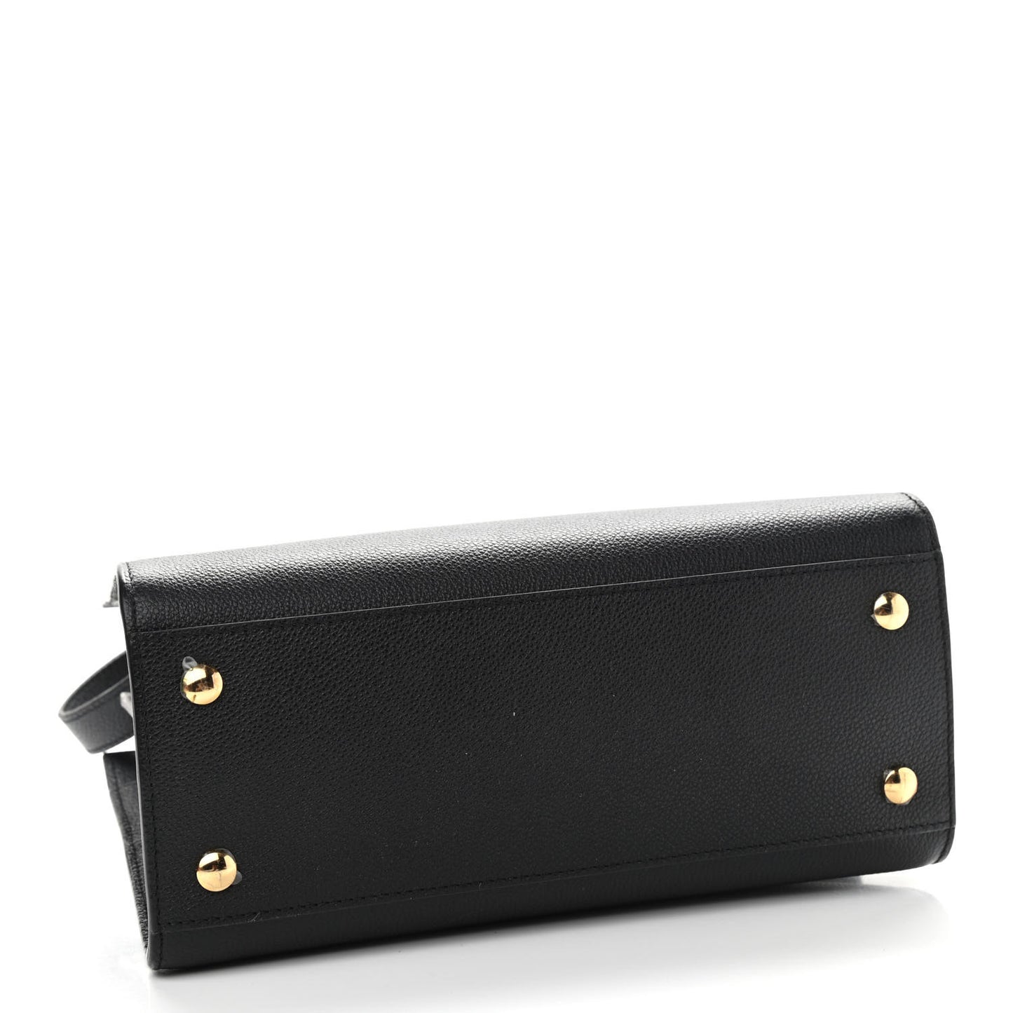 Grainy Calfskin Mini Two Handle Title Bag Black